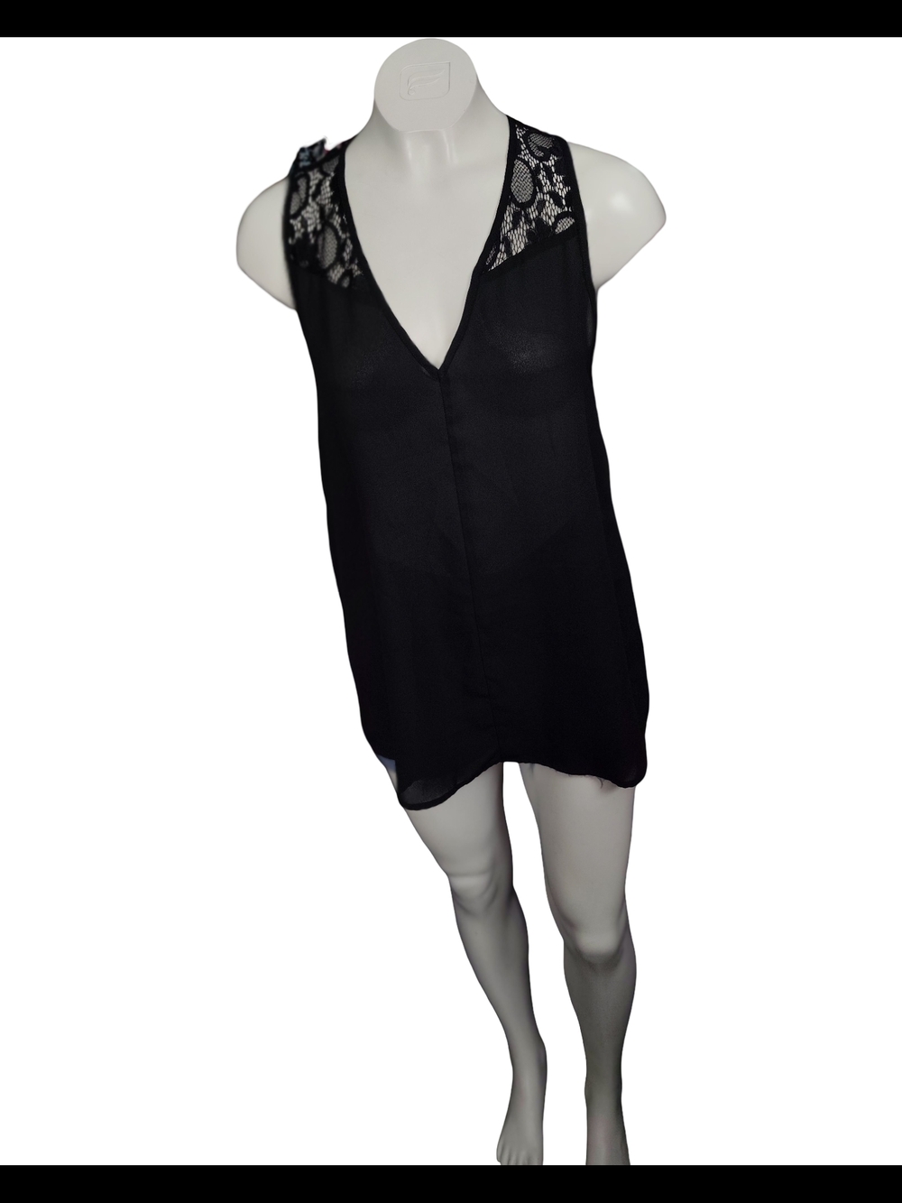 Sophie Rue 
Black Lace Back Tank Top | Romantic Lingerie-Inspired Cami | M
